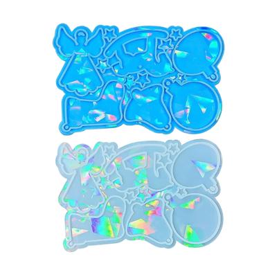 Light and Shadow Keychain Silicone Molds Christmas Pendant Holographic Earrings Mold DIY Ornament Mould Home Decorations