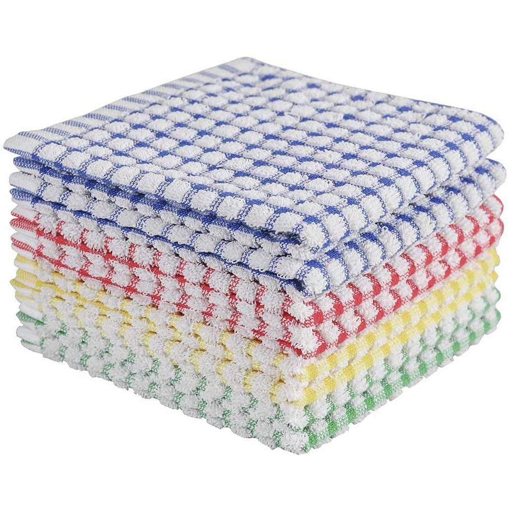 Utěrky na nádobí do kuchyně na mytí nádobí Superabsorpční hadry na nádobí Bavlněné čisticí utěrky Balení 8 kusů, 12x12 palců
