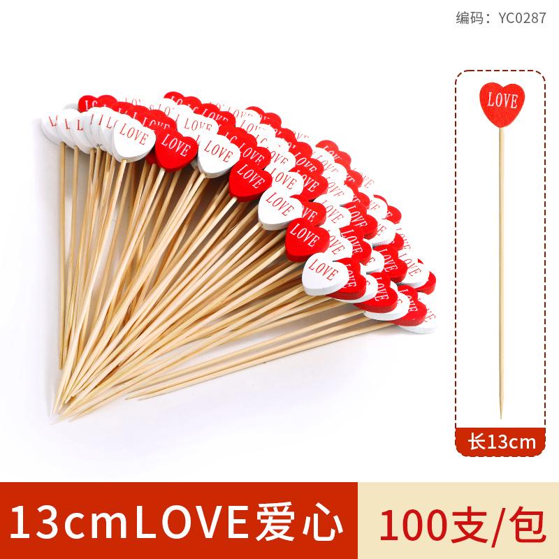 100pcs Creative Disposable Fruit Stick Art Bamboo Stick Fruit Skewer Cocktail Burger Garnish Stick Drink Stirring Stick