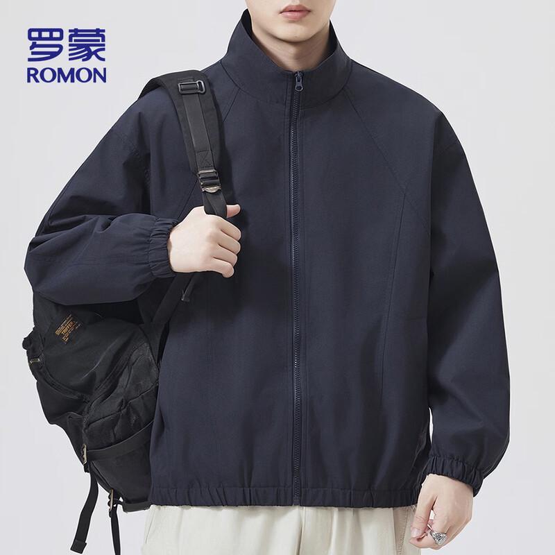 ROMON Men's Casual Windproof Stand-Collar Jacket