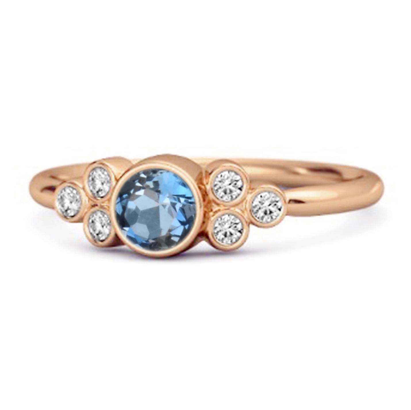 Bezel Set London Blue Topaz 925 Sterling Silver Rose Gold Vermeil Boho Ring 12 ярко-розовый