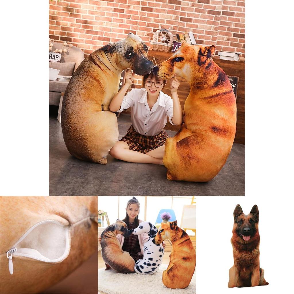 Kreatives 3D-Simulations-Hundekissen, Plüschtier Hund Stofftier für Kinder, Kurzer Plüschstoff, PP-Baumwollfüllung, Verschiedene Größen und Farben
