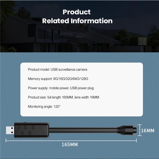 Mini přenosná IP bezdrátová kamera s vysokým rozlišením pro domácí bezpečnost WiFi s detekcí pohybu, vzdáleným monitorováním pro iOS/Android