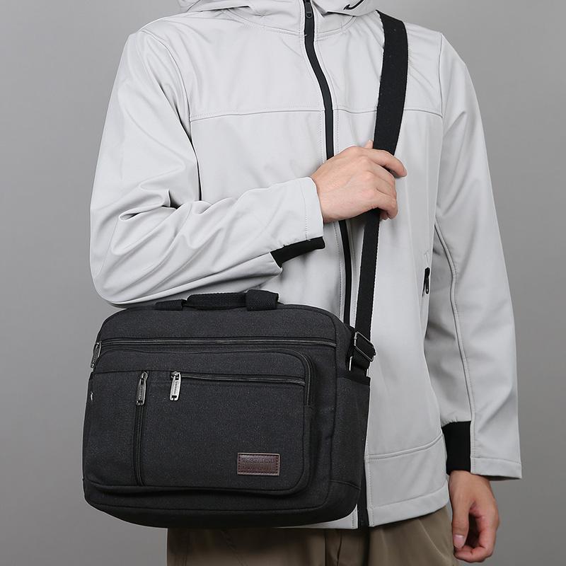 Classic Canvas Messenger Bag - Men's Crossbody Shoulder Tote for Work & Travel (Water Resistant Durable Handbag)