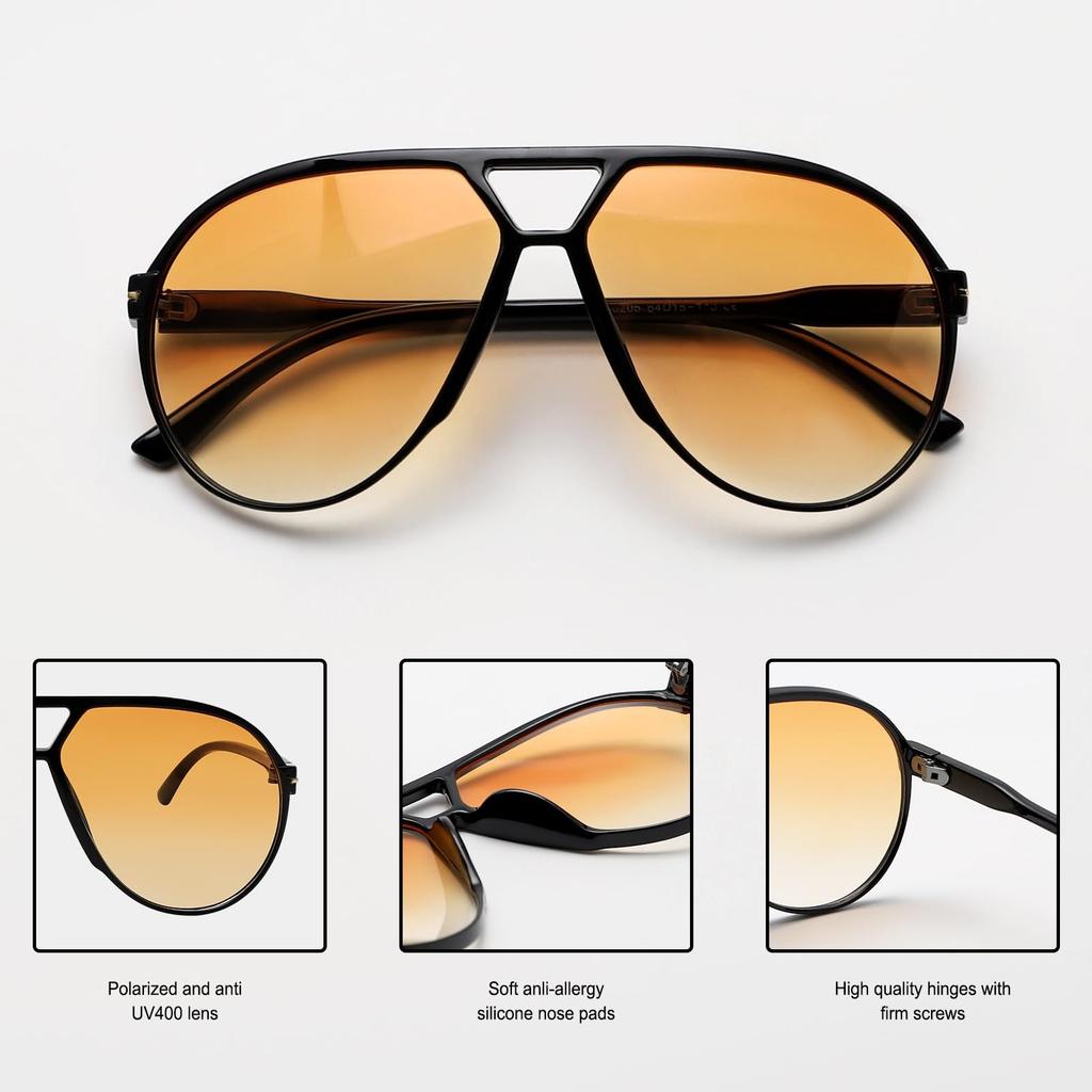 Oversized Pilot Sunglasses for Women Men Retro 70s Shield Sun Glasses UV400 Protection Classic Aviator Style Fashion Accessories