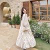 French Chic Floral Print Romantic Summer Long Dress with Elegant Hem