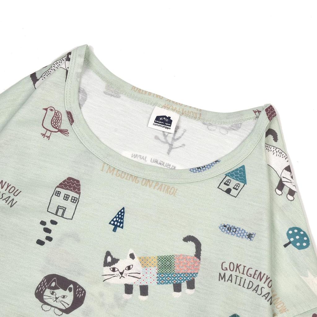 Kusguru Japan Bohemian Jersey Knit Loose Dress Green T-Shirt, Women's,