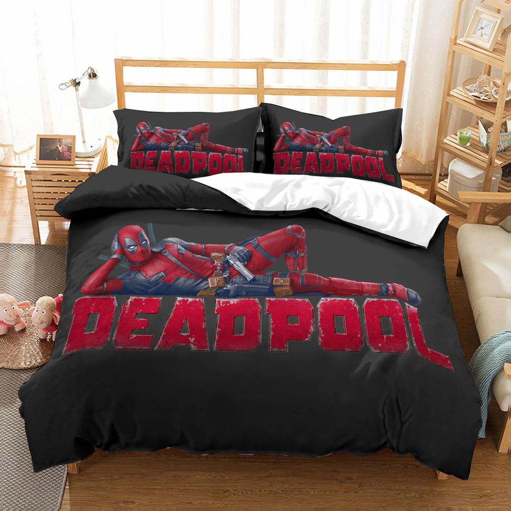 Deadpool Anime, Home Bedroom Comforte Nordic Polyester Material, Suitable for Children and Adults, 3-piece Set
