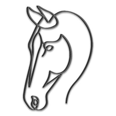 [A3242] - XXL Metal Decoration 'Horse' Black - 70x51 Cm