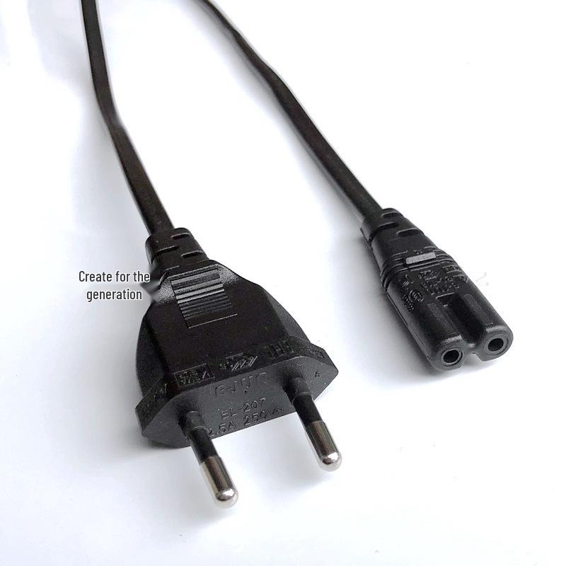 European Standard Two-Pin Power Cord with Figure-8 and C5 Connectors (CE Certified)