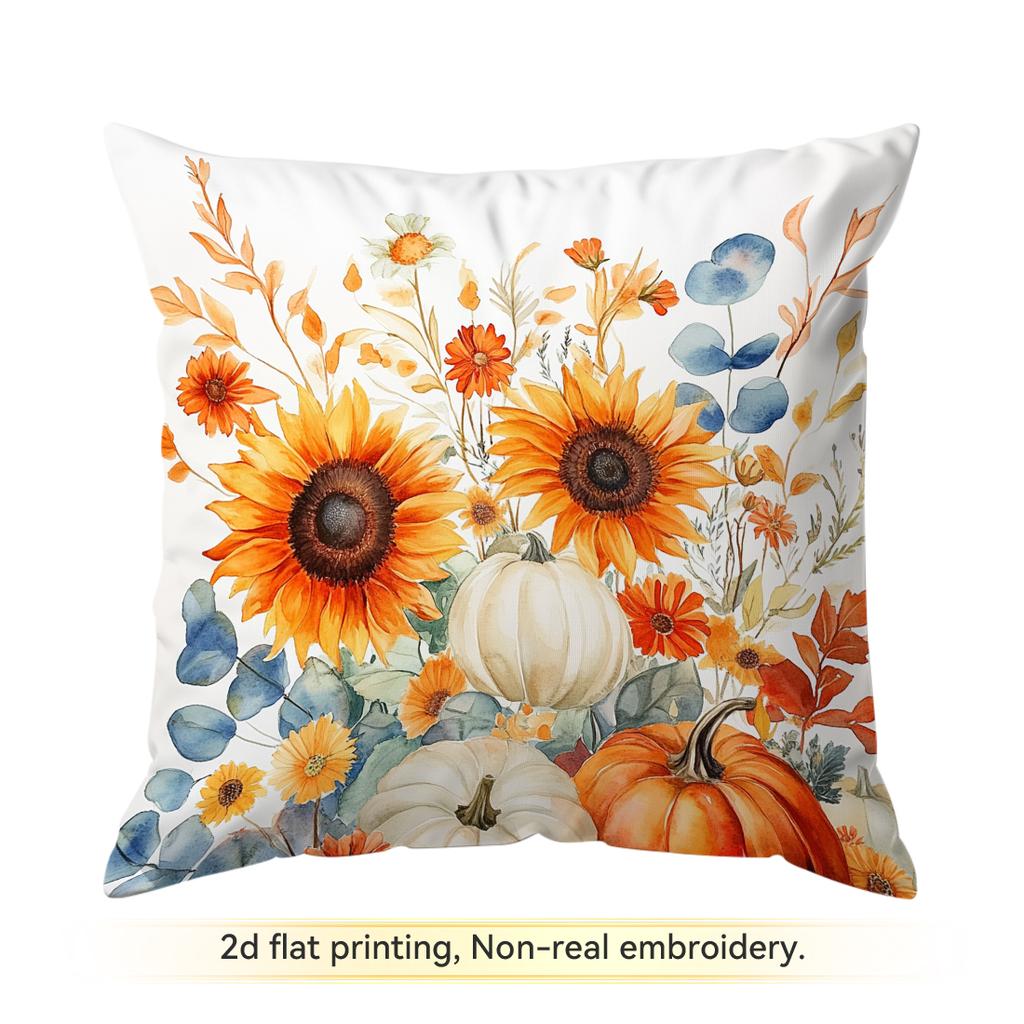 1pcs Autumn Pumpkin Sunflower Cushions Pillowcase Polyester Cushion Cover Throw Pillow Pillowcover Home Car Sofa Decor
