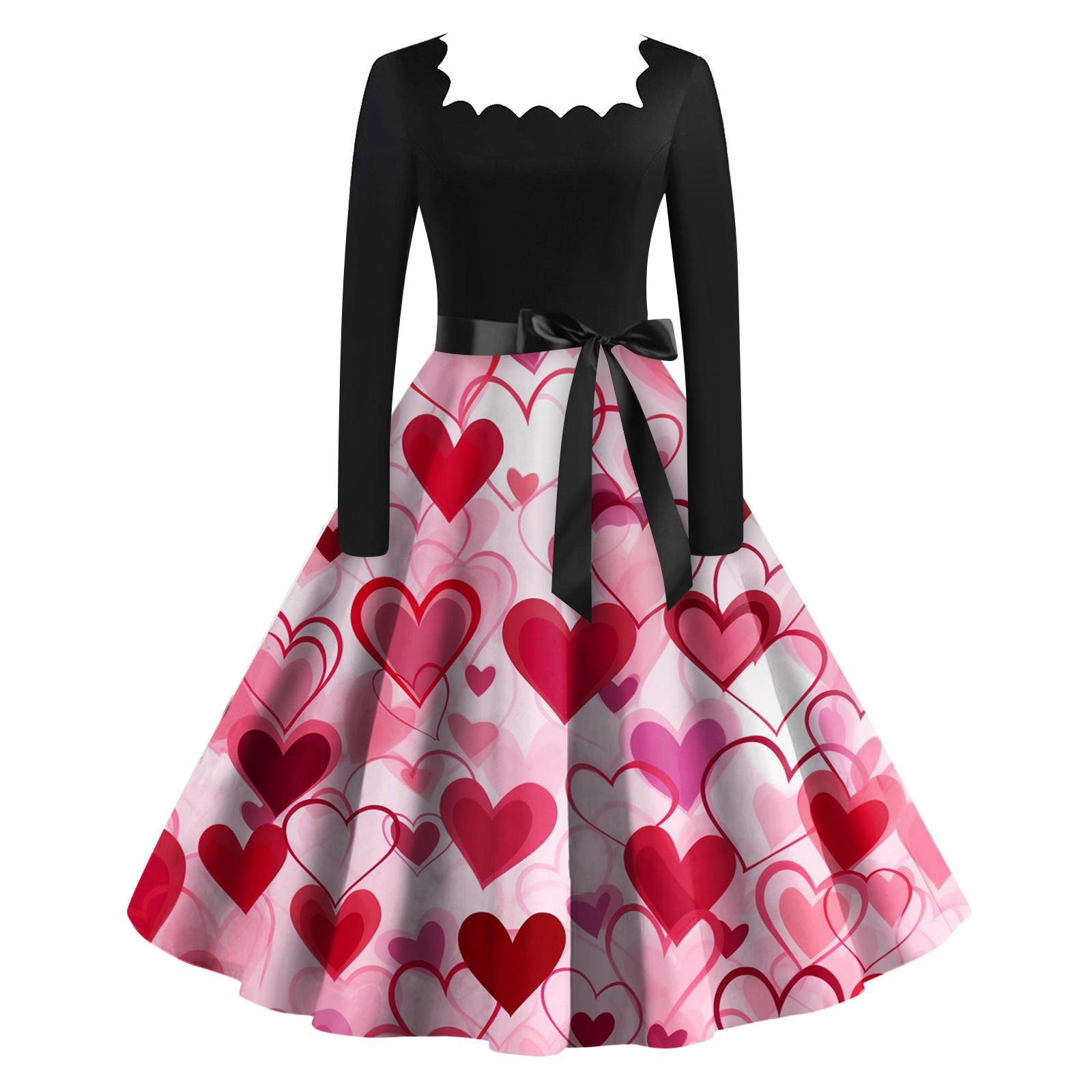 Женское винтажное классическое платье с длинным рукавом и принтом на День святого — фото 8