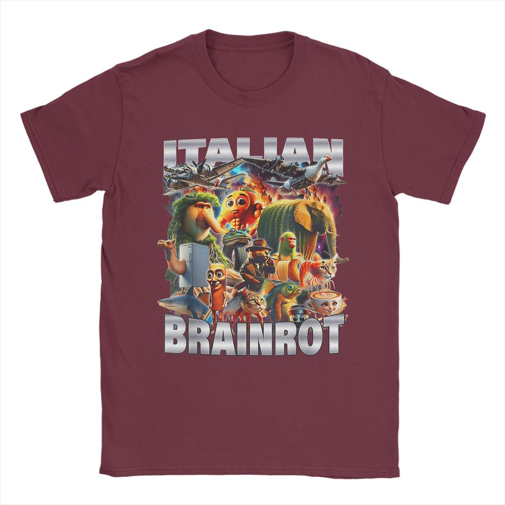 Types of Italian Brainrot Meme Character T Shirt Unisex Cotton Vintage TShirts Round Neck Tee Shirt Short Sleeve Clothes Summer