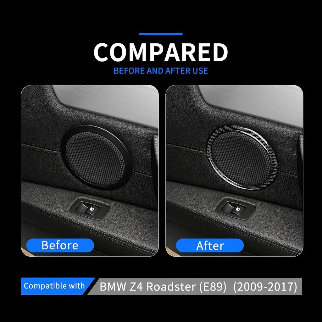 Carbon Fiber Style Door Speaker Cover Trim Sticker for BMW Z4 E89 Roadster 2009-2017 Interior Accessories
