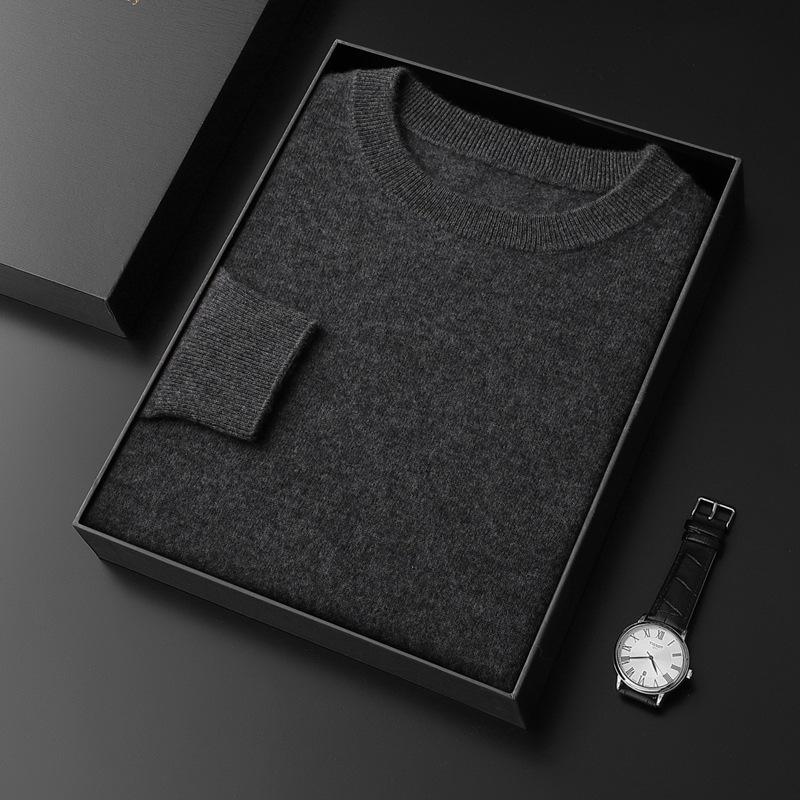 Herren Pullover aus reiner Kaschmirwolle mit Rundhalsausschnitt - Herbst/Winter Business Casual Strickpullover