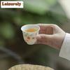1pc/lot White Porcelain Hand-painted Flowers Teacup Vintage Tea Bowl Water Jug Meditation Cup Jianzhan Tableware Supplies 11ml