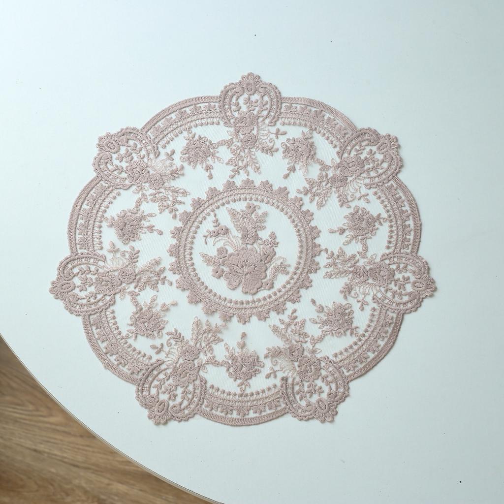 French Round Lace Placemat Ins Exquisite Embroidered Lace Table Mat European Style Photo Background Decorative Cloth