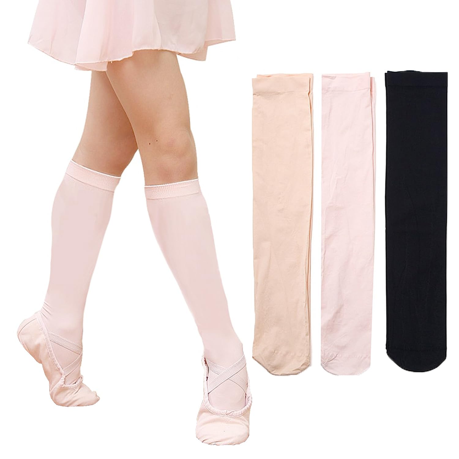 

Балетные высокие королевские носки одного размера, надеваются под колготки, для и взрослых, E-Ballerina, Розовые, Все, До колена, Материал, Юниоры, Дети,