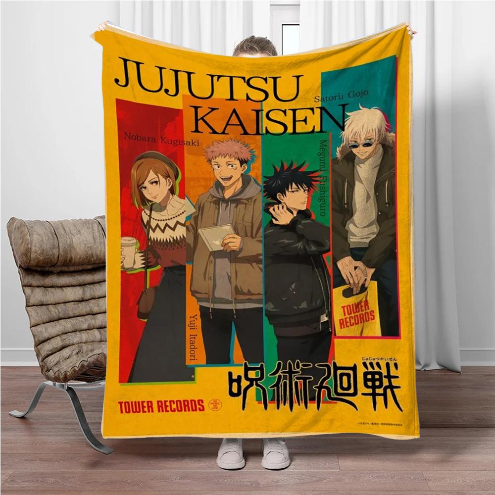 Vintage Anime J-Jujutsu-Kaisen Flannel Blankets Keep Warm Throw Blanket Comfortable Blanket for Picnic Beds Sofa Home Bedroom