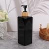 1Pcs Bathroom Dispensers Square Shampoo Shower Gel Body Wash Dispensers Refillable Bamboo Pump Bottles Lotion Containers