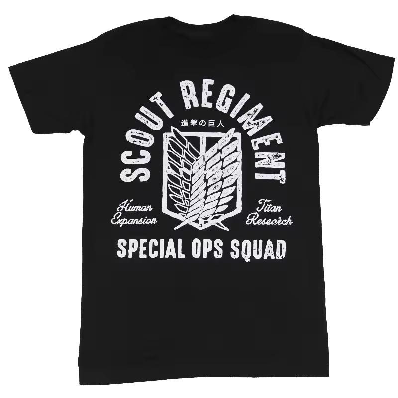 Attack on Titan Anime Scout Regiment Special Ops Logo Printed T-shirt Summer unisex Loose and Breathable cotton T-shirt Top