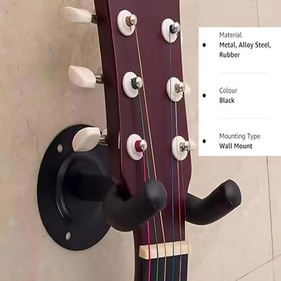 Guitar Wall Mount Secure Stylish Black Metal Hanger Fittings Accessories Instrument Display Guitar Hanger Wall Mount Holder Gift