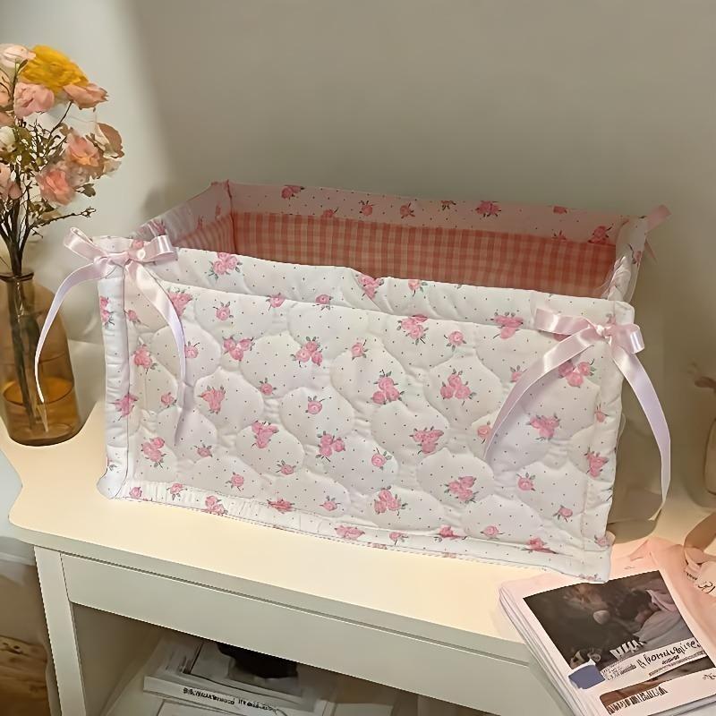 Ins Style Desktop Storage Basket, Foldable Large Capacity Organizer for Home Office Bathroom