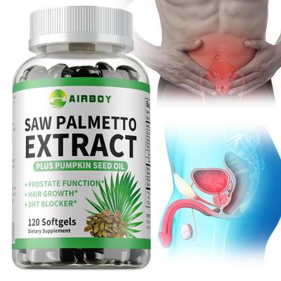 Sägepalmenextrakt und Kürbiskernöl Weichkapseln unterstützen die Gesundheit des Harntrakts und helfen, Haarausfallprobleme zu lindern.