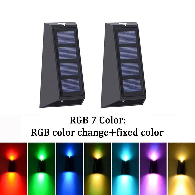 

Solar Stairs Lights RGB Double Color Changing Waterproof Wall Lamp Solar Lighting for Garden Walkway Fence Solar Lamp