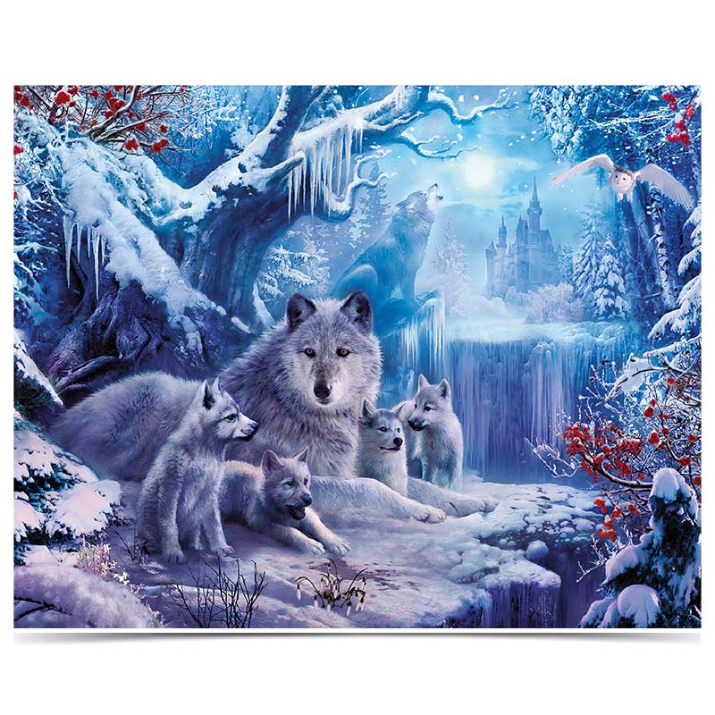 Wolf Snow Mountain Plum Blossom Castle Animal Living Room Bedroom Wallpaper Mural