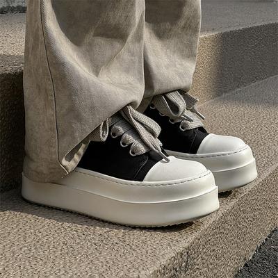 American Platform Canvas Shoes Men's Niche Sports High Street Couple Big Head Board Shoes Commuter Heightening Derby Shoes 3846-J