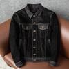 Genuine Suede Leather Jacket for Men Stylish Slim Fit Short Coat with Lapel Collar Autumn Winter Outerwear