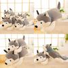 Cute Gray Lying Posture Husky Plush Doll Toy For Cuddly Play And Collection