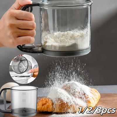 1/2/3pcs Semi-Automatic Flour Sifter Transparent With Hand Press Design Kitchen Filter Screen Flour Sieve Non-Stick Baking Tools