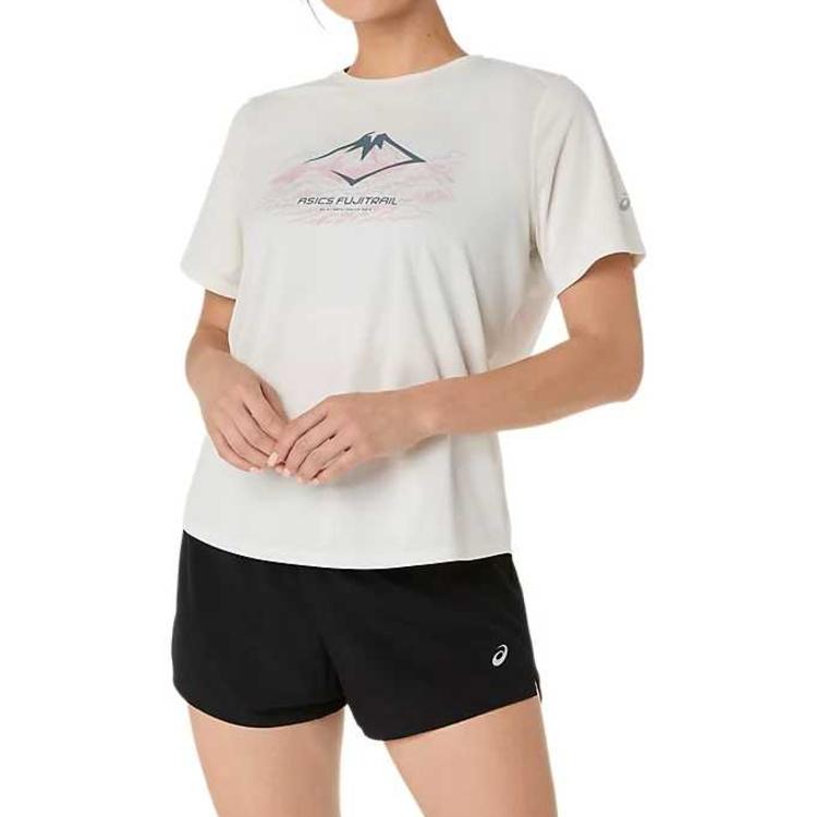 Asics Fujitrail Logo Round Neck Pullover Graphic Print Regular T-Shirt Women tops 2012D432-100 M