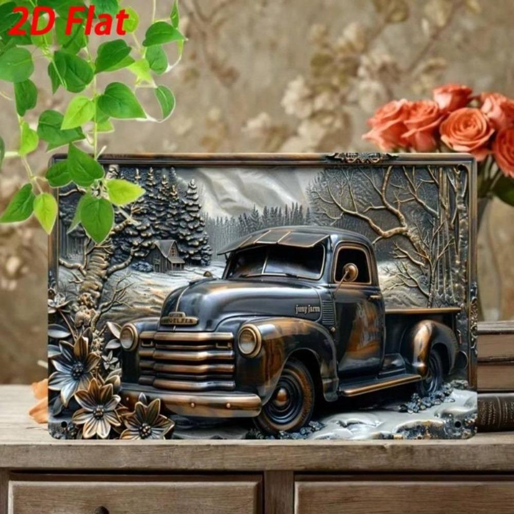 Vintage Pickup Truck Metal Wall Art Retro Home Decor Tin Sign