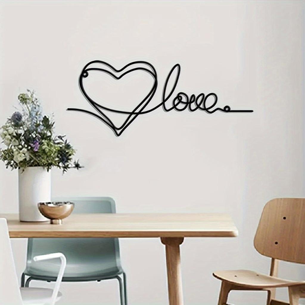 Metal Heart Wall Art, Minimalist Line Hanging Decor, Love Sign for Home, Fashionable Sculpture Plaque