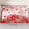 2D Flat Valentine Hearts Roses Flannel Door Mat Non Slip Romantic Love Theme Rug for Bedroom Living Room Gift Decor