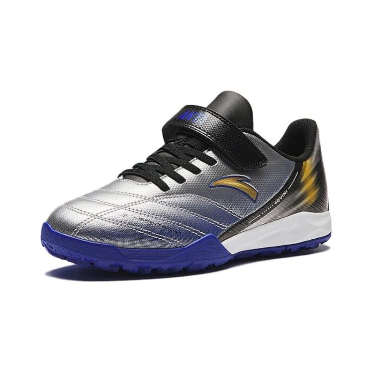 Anta Kinder Rutschfeste Strapazierfähige Low-Top Fußballschuhe Kinder Turnschuhe Silber Schwarz Blau A312422288-1