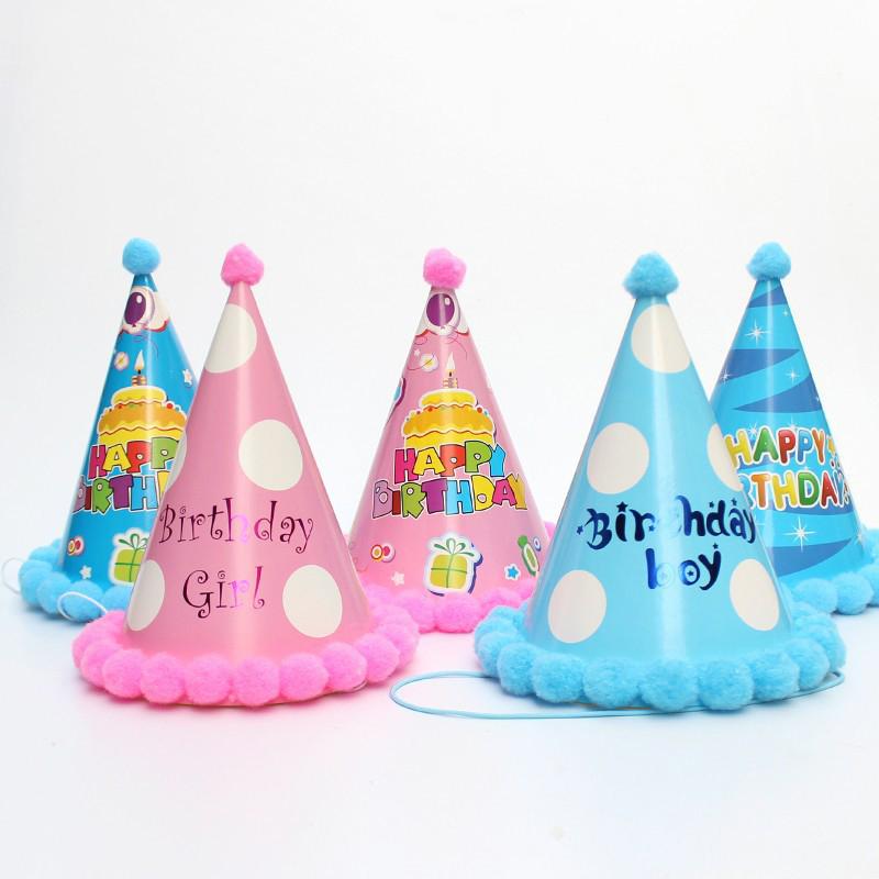 10Pcs/Bag Happy Birthday Party Hats Rainbow Diy Handmade Cap Crown Baby Shower Decoration Boy Girl Birthday Party Photo Props