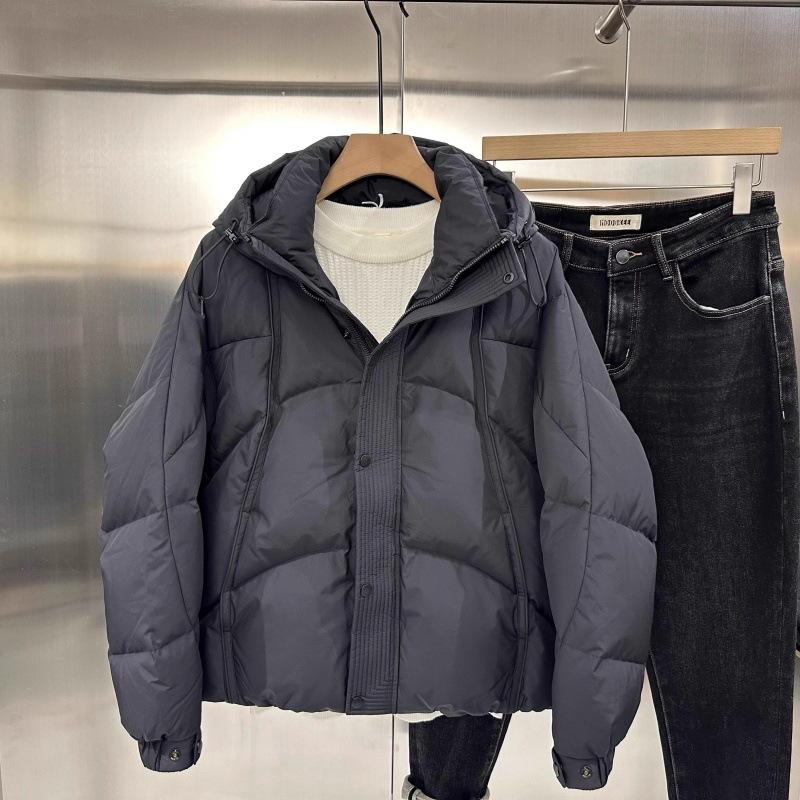 

Зимняя мужская пуховая куртка Качественная мужская утолщенная куртка-пуховик Короткая с капюшоном Повседневная одежда для холодной погоды Зимняя куртка Хлопковая куртка L чёрный
