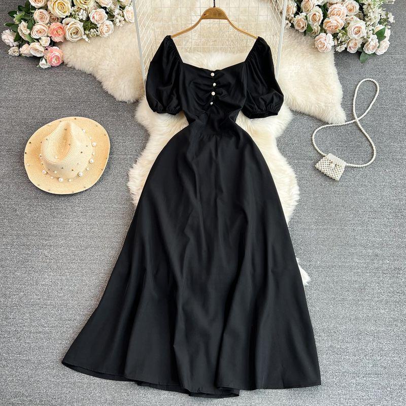 Wine Red French Bubble Dress Engagement Dress