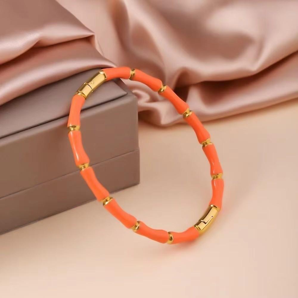 Stainless Steel Enamel Resin Bracelet Colorful Stainless Steel Bangle Bamboo Joint Bangle Party