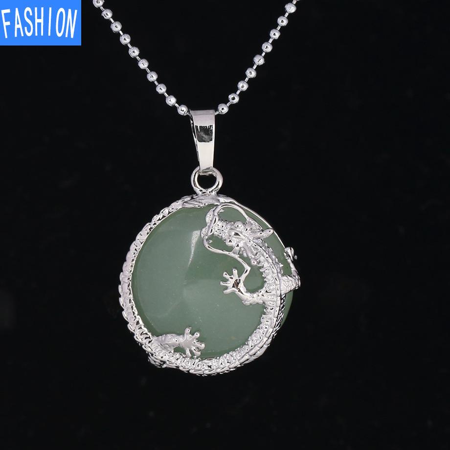 

Любители животных кулон зодиака ожерелье натуральный кристалл камень китайский дракон короткое ожерелье смешанные цвета greenaventurine