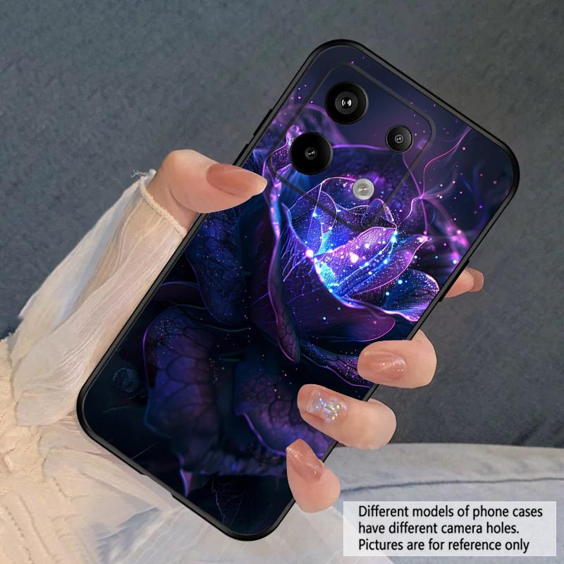 Dark Purple Rose For Redmi Note 10 11 Note12S 12 13 14 Pro Plus 5G 14S 4G 13ProPlus 9S 9 P ro 13C 14C silicone soft phone case