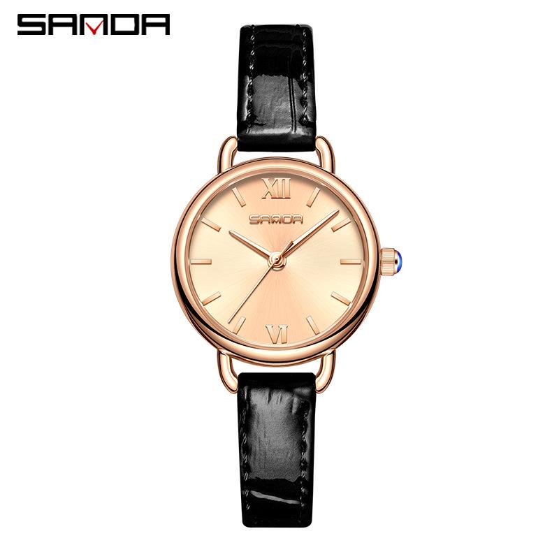Sanda Women s Fashionable Quartz Watch - Simple Ins Style, Light Luxury, Small Round Green Design