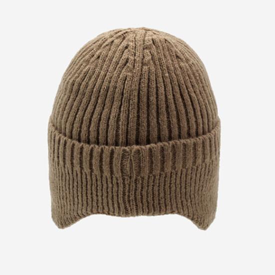 Winter Knitted Hat Solid Color Men Women Thickened Fleece Lining All-weather Hat Cold Weather Outdoor Headwear