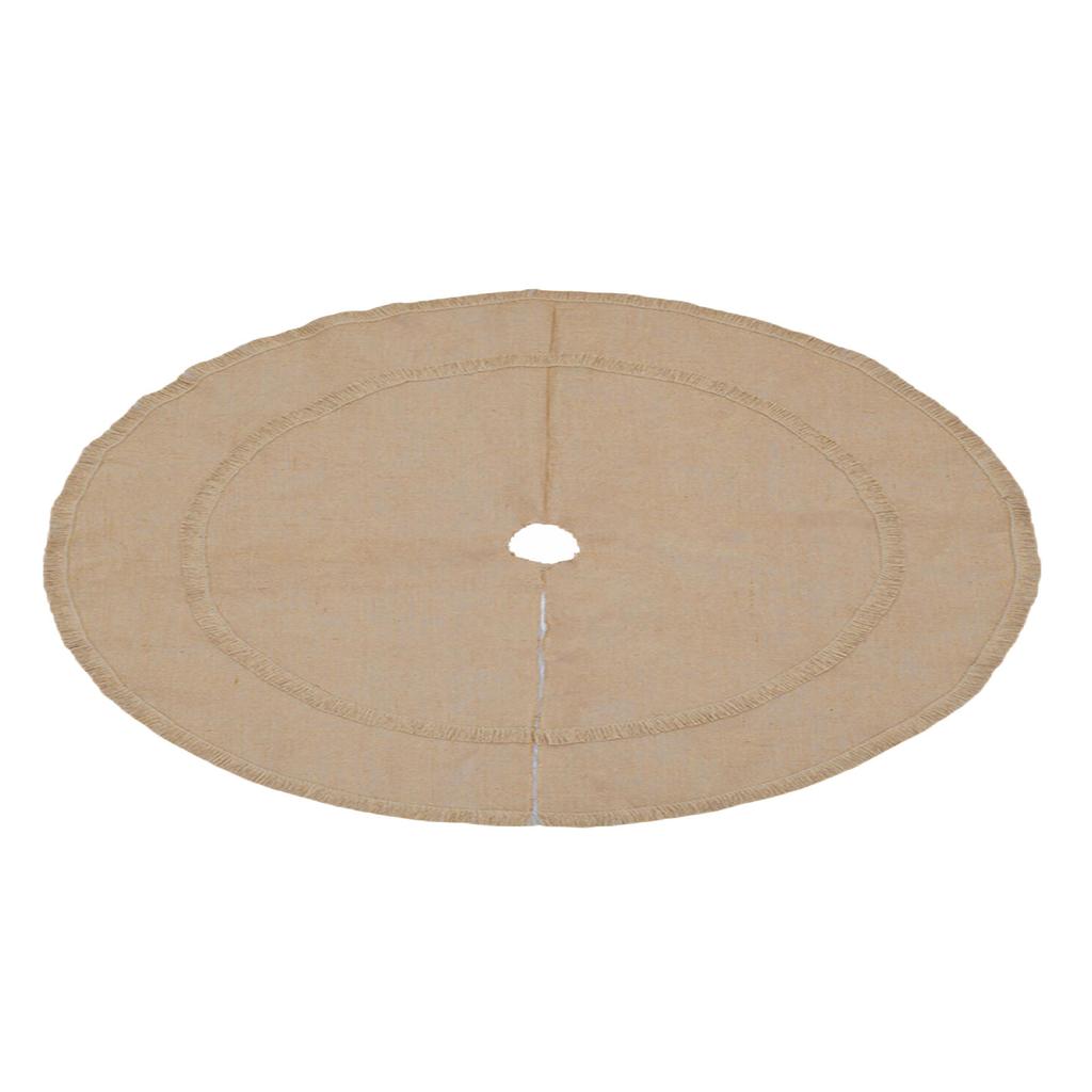 Natural Burlap Christmas Tree Skirt Eco Friendly Durable Decoration For 24 36 48 Inch Trees With Adjustable Straps