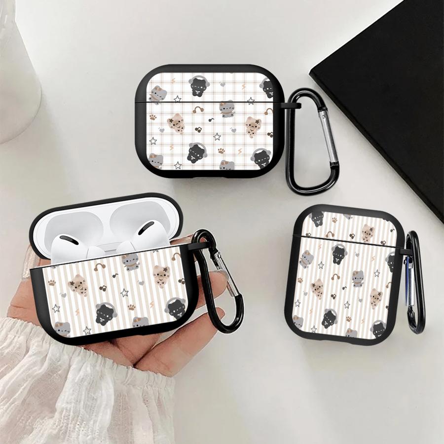 Grid Cartoon Cat Case For Airpods 2 Pro 3 Pro3 Pro2 1 4 Earphone Cases Cover