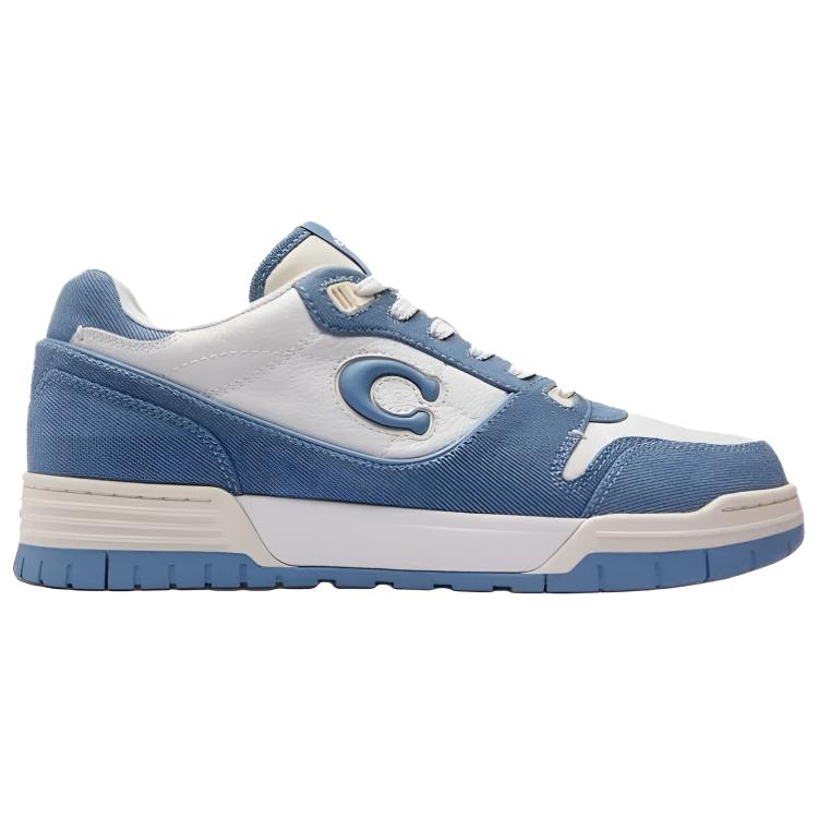 Coach Soho Fabric Leather Round Toe Lace-Up Low-Top Sneakers Men Sneakers Blue CBN96-Y0O